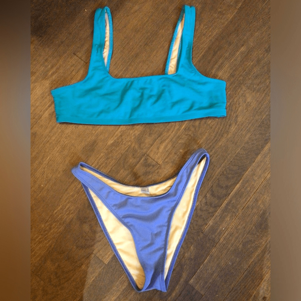 NEW! LosAngeles Apparel mismatched Blue Women's Bikini Set